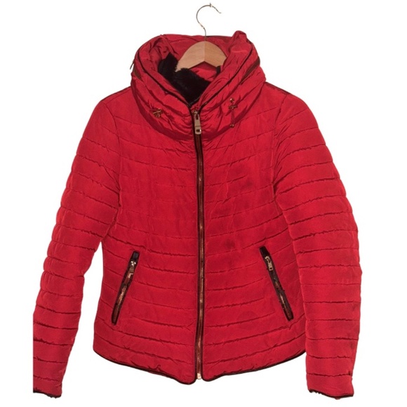 ZARA Puffer Jacket Red Womens - Picture 1 of 5
